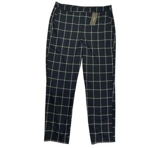 NEW Vero Moda Plaid Ankle Pants Size 8 10 Women Navy Blue Check Work Dress